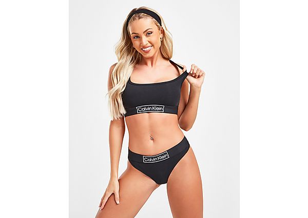 Calvin Klein Underwear Box Logo Thong - Black - Womens