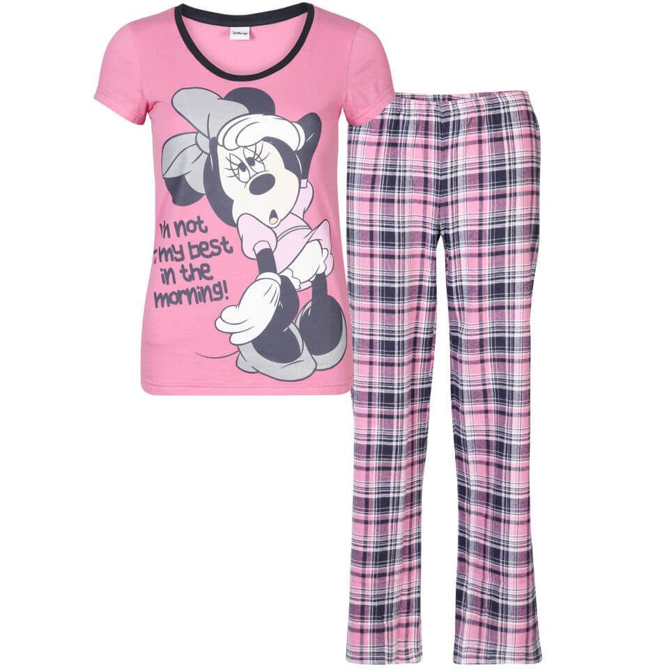 Minnie Mouse Women's Checked Pyjama Set - Pink - 18-20 - Pink