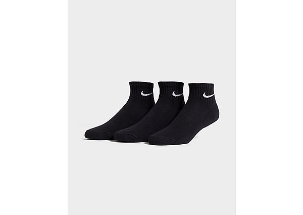 Nike 3 Pack Cushioned Quarter Socks - Black - Mens