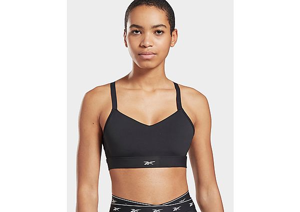 Reebok lux strappy medium-impact sports bra - Black - Womens