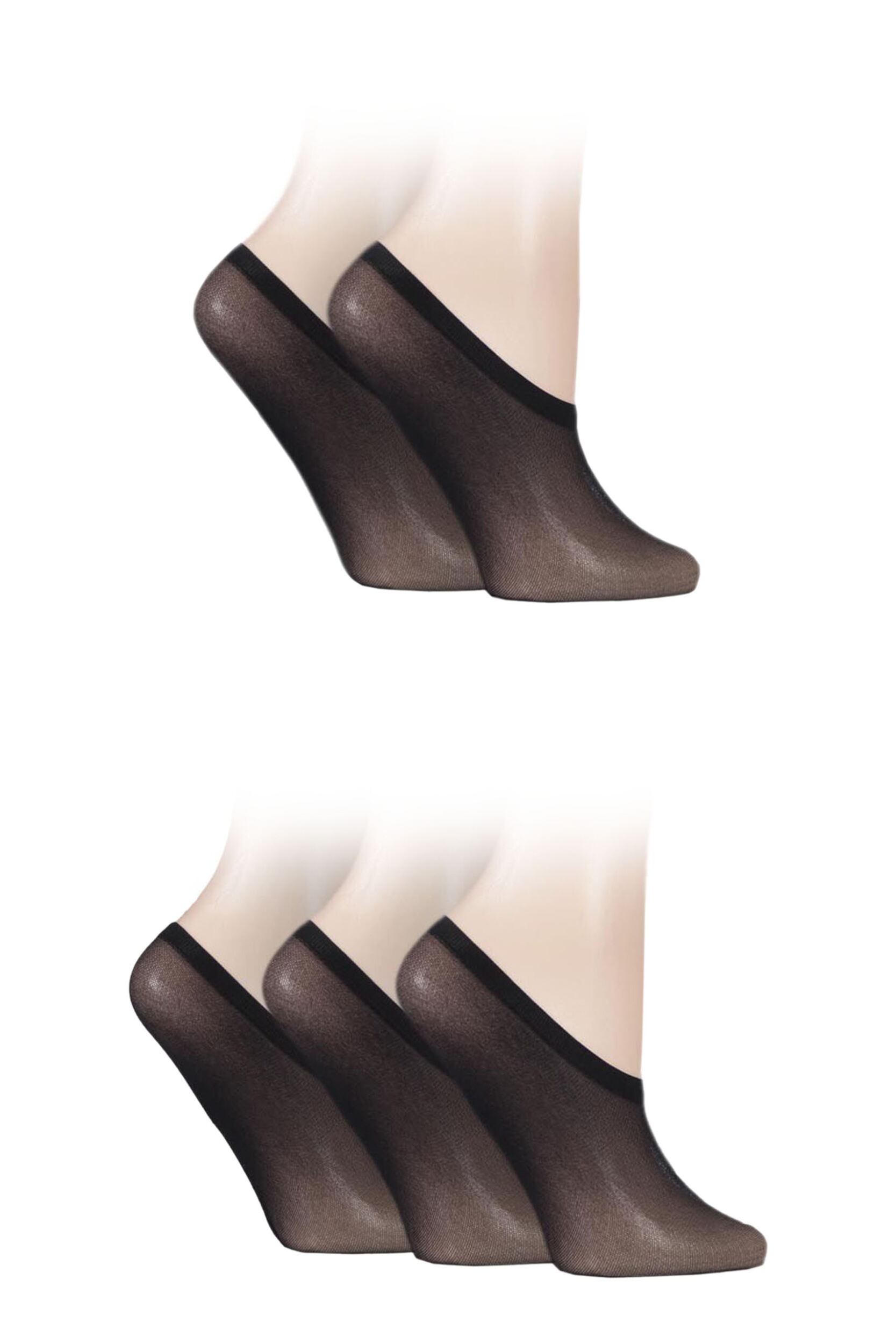 5 Pair Black 15 Denier Shoe Liners Ladies One Size - SOCKSHOP