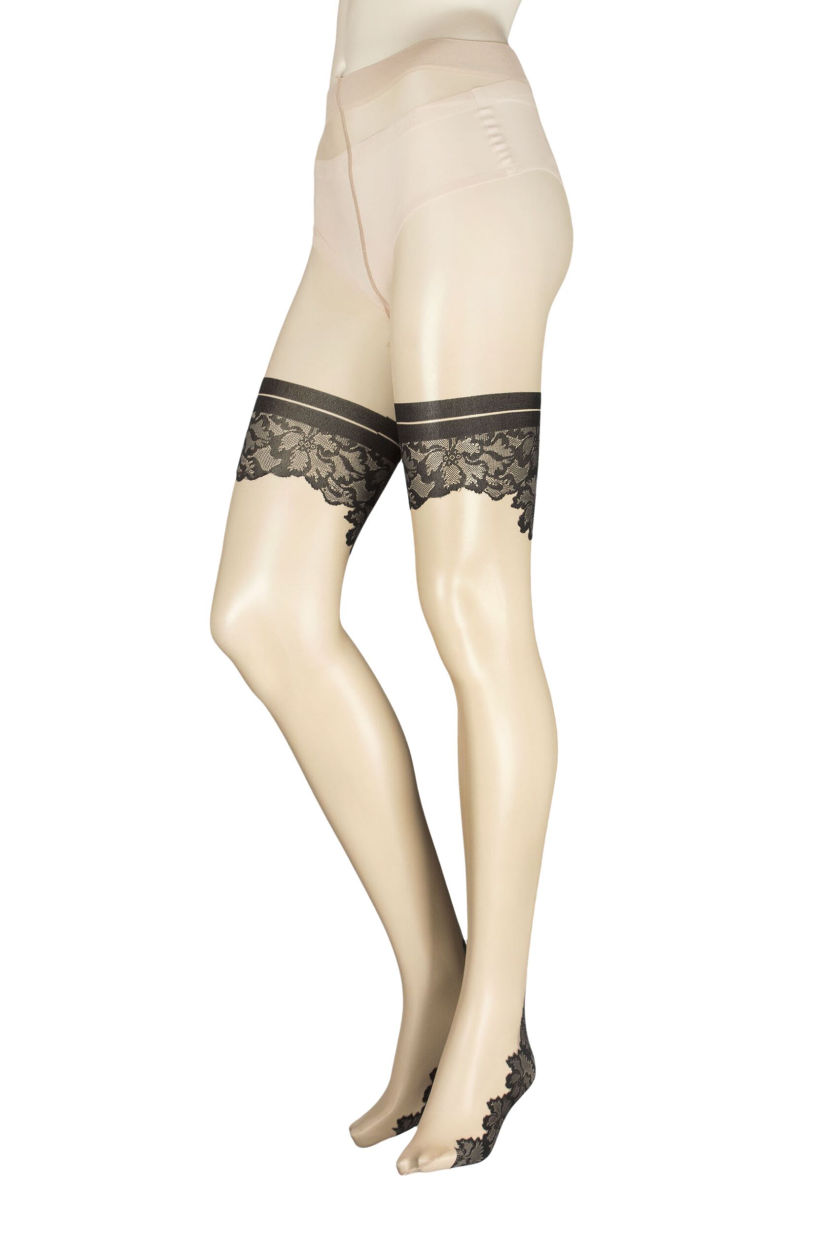 Ladies 1 Pair Trasparenze Ninfa Mock Hold Up Backseamed Tights Cosmetic Small