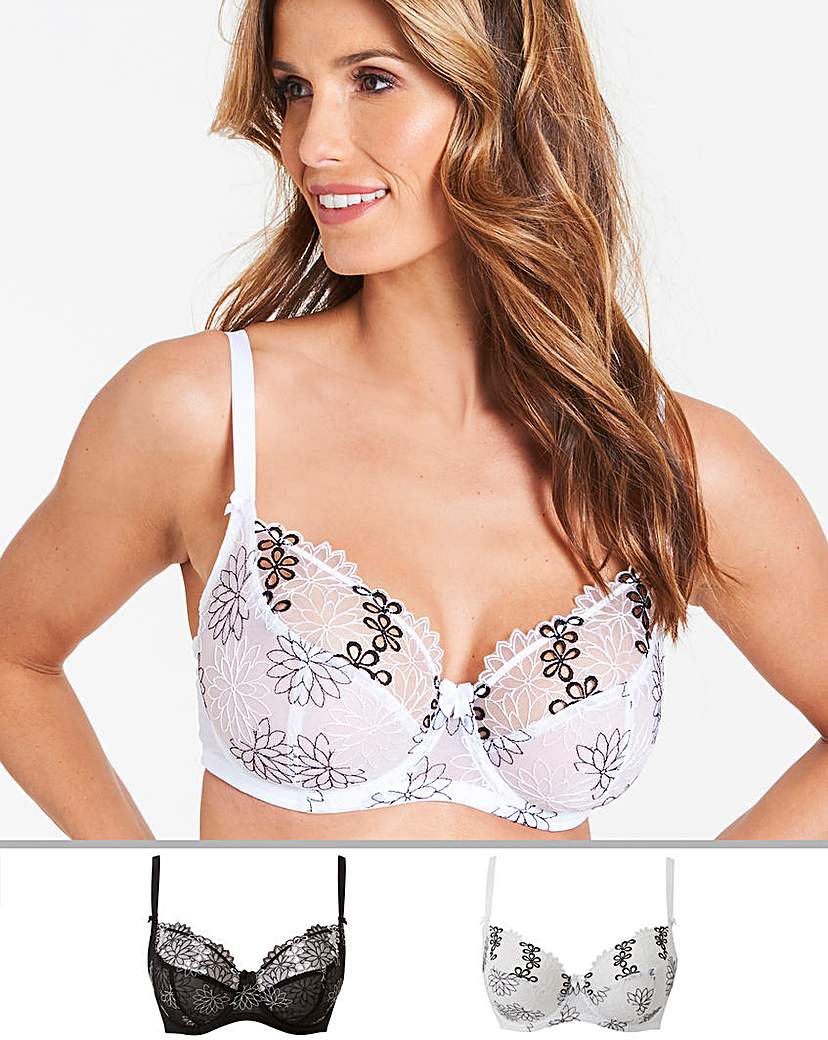 2Pk April Floral Embroidery Full Cup Bra