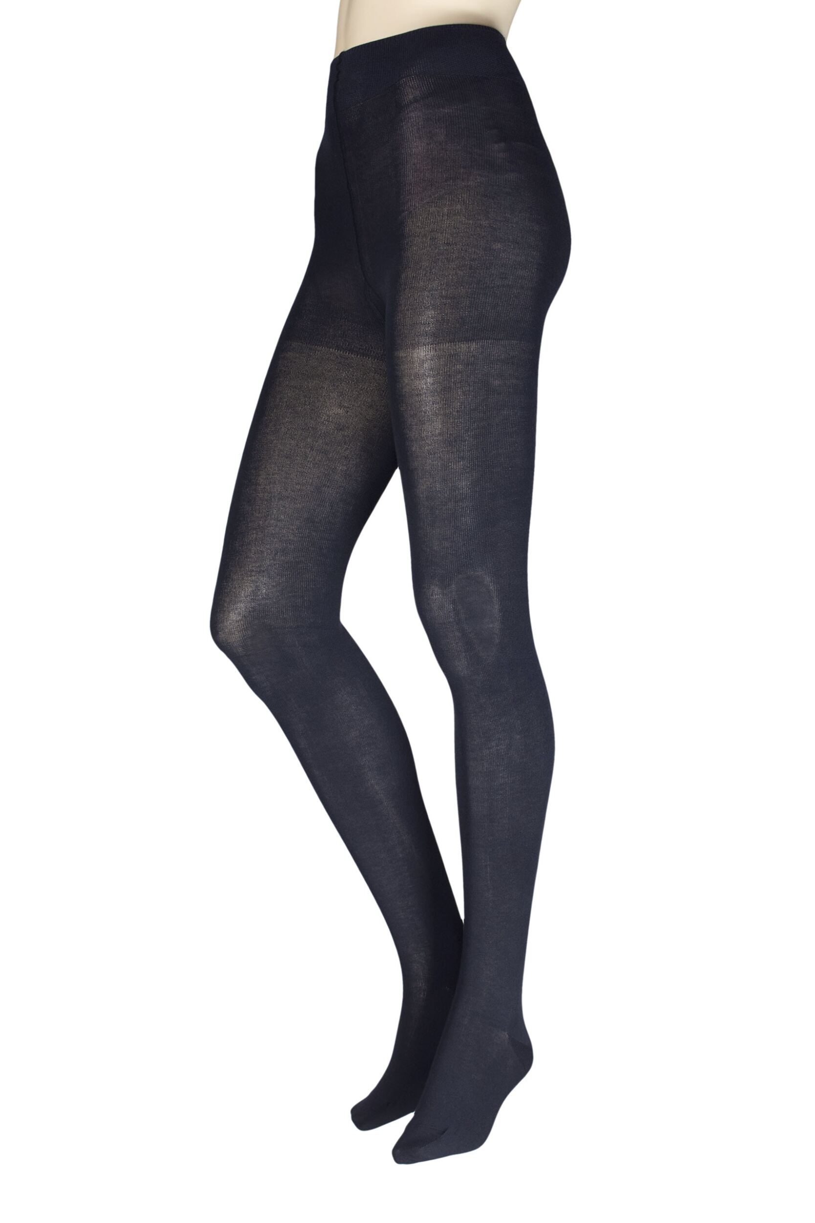 Ladies 1 Pair Falke Family Combed Cotton Tights Dark Navy Extra Large