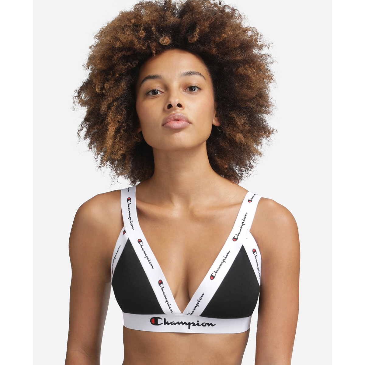 Cotton Triangle Bralette with Logo Print