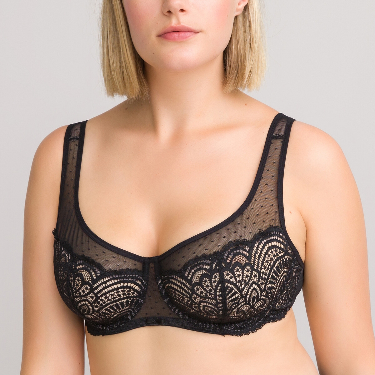 Lace Full Cup Bra in Satin Tulle