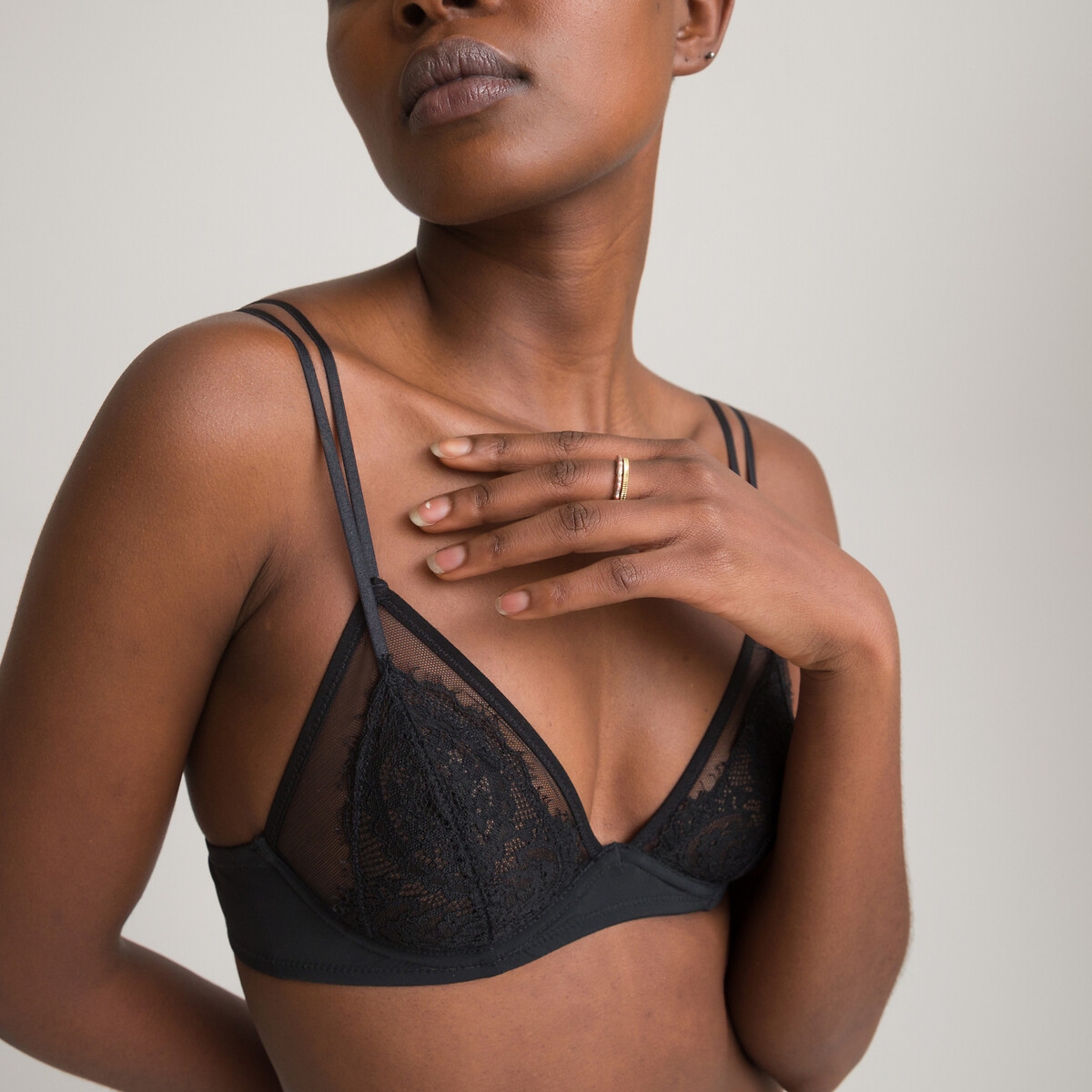 Lace/Tulle Demi-Cup Bra