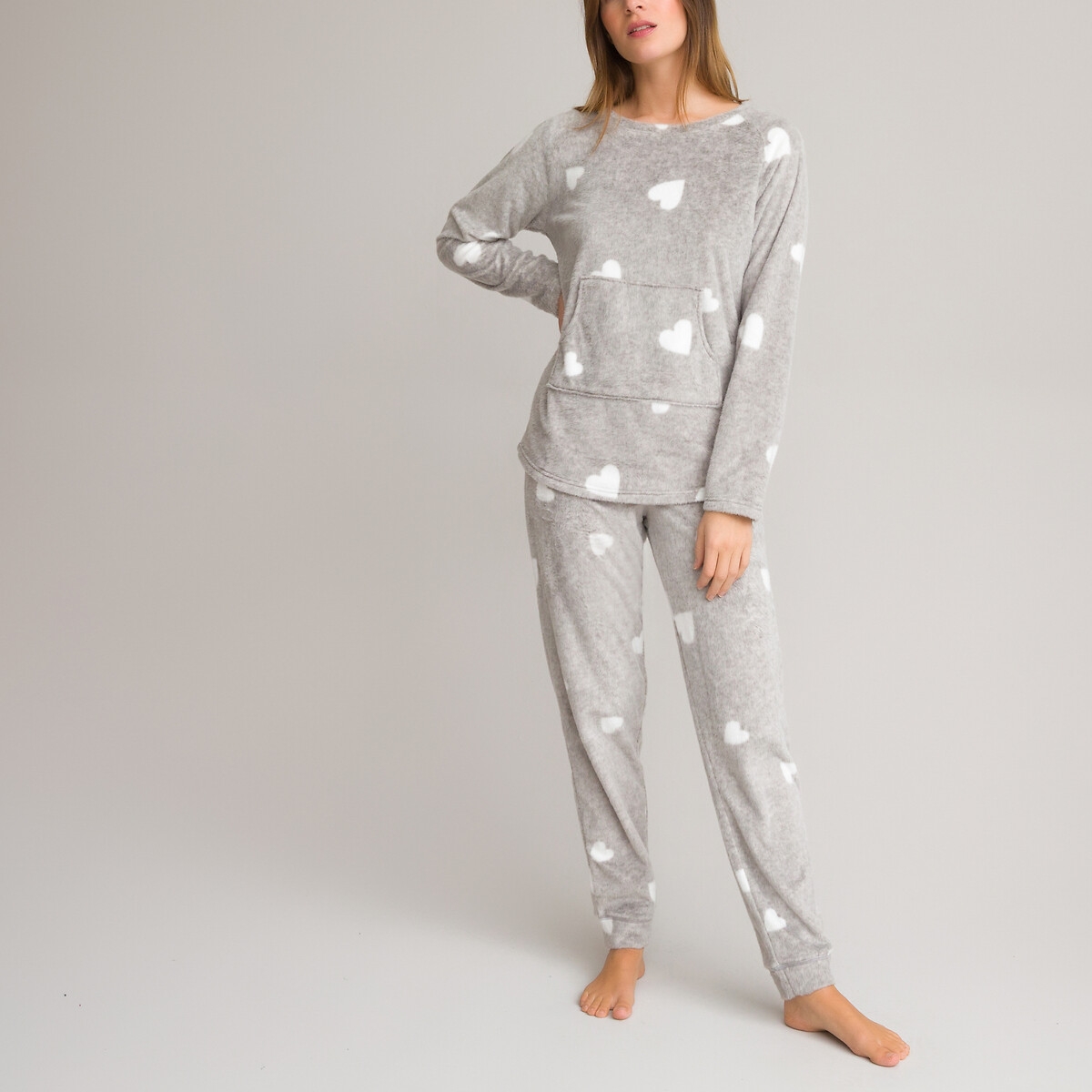Heart Print Fleece Pyjamas