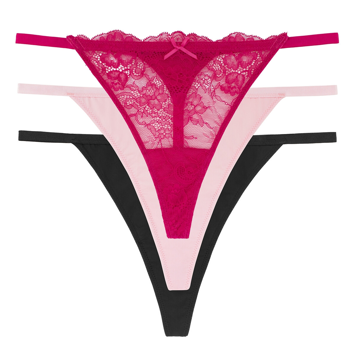 Pack of 3 Peony Lace Thongs in Recycled Fabric