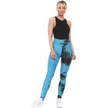 Boutique  Ocean Blue Tie Dye Honeycomb Gym Leggings  women's Tights in Blue. Sizes available:EU S / M,EU L / XL
